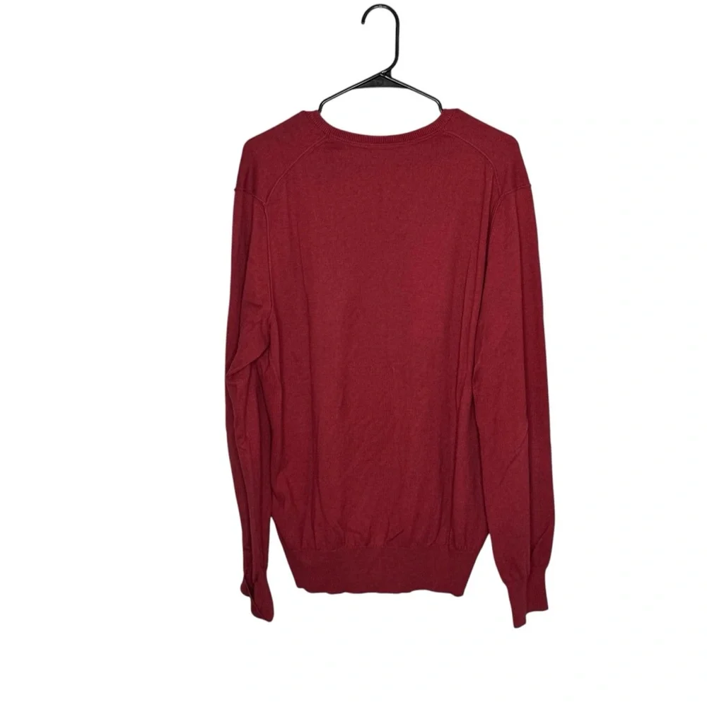Men’s Banana Republic Dize Large “Red Heather” Cotton/Cashmere V-Neck Sweater